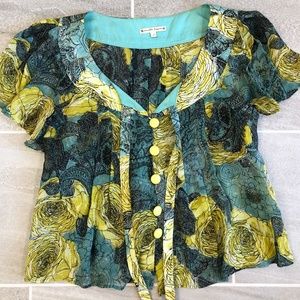 Nanette lepore Floral Turquoise Blouse